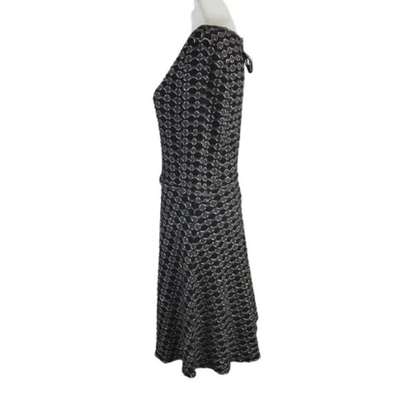 Max Studio Women’s Geometric Fit & Flare Dress Scoop Neck, Black/Grey Gray - Picture 2 of 10